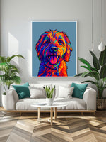 Custom WPAP pop art pet portrait in bold geometric color, made from your photo