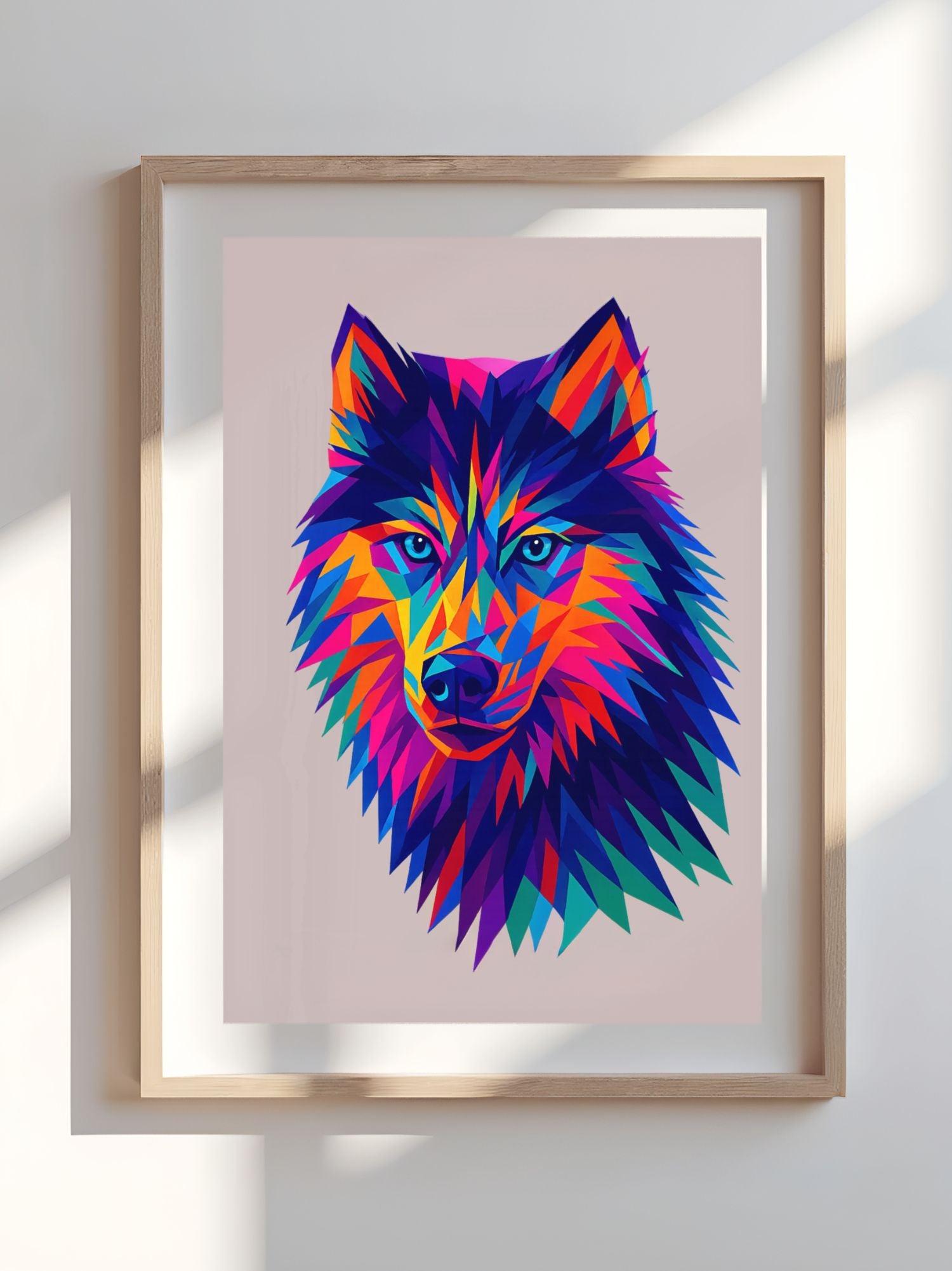 Vibrant WPAP geometric pet portrait created from a customer pet photo