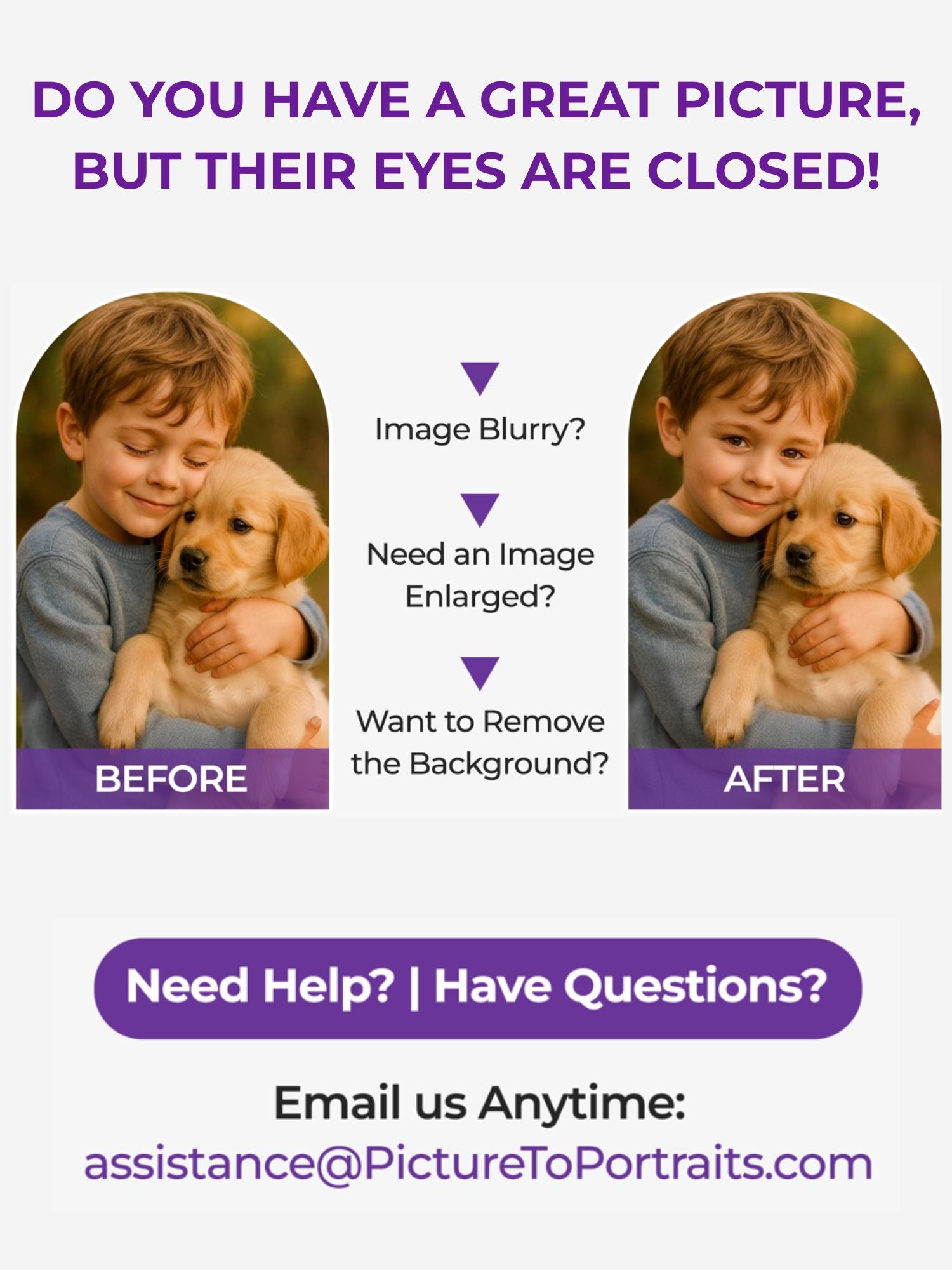 Help and ordering information for custom portraits