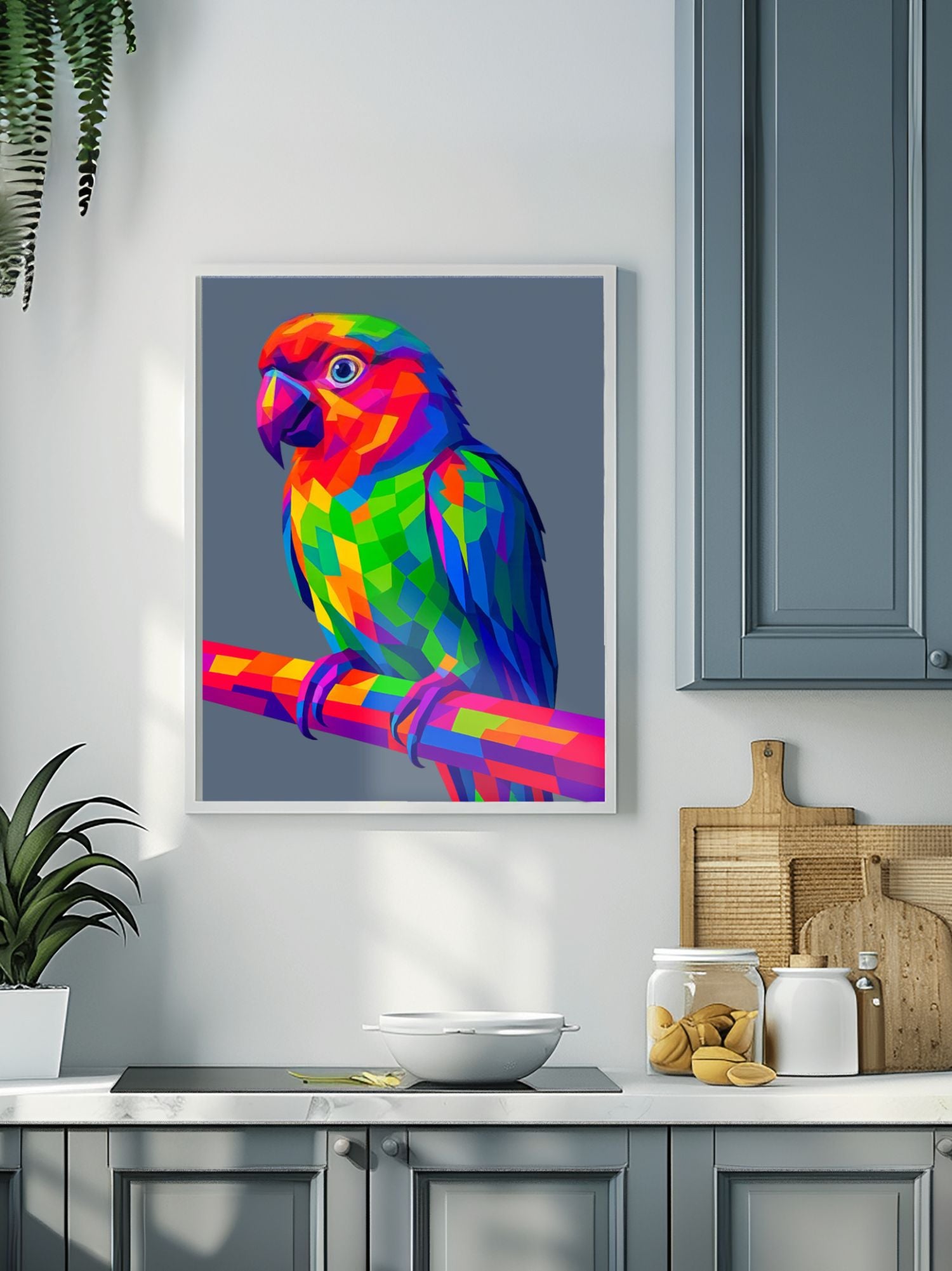 Custom WPAP pop art pet portrait with vivid geometric facets