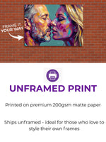 Custom oil-style couple portrait on a museum-quality poster