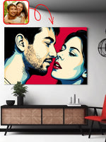 Pop art comic-style couple portrait from a photo
