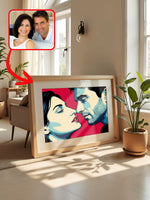 Pop art couple portrait in bold comic style