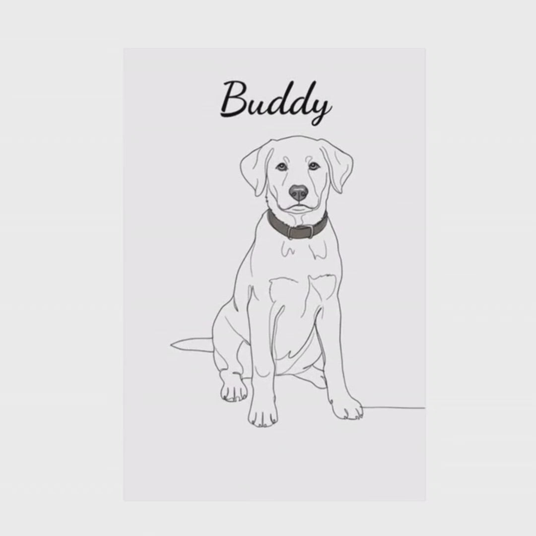 Video preview of minimalist line art portraits of pets and people made from your photo