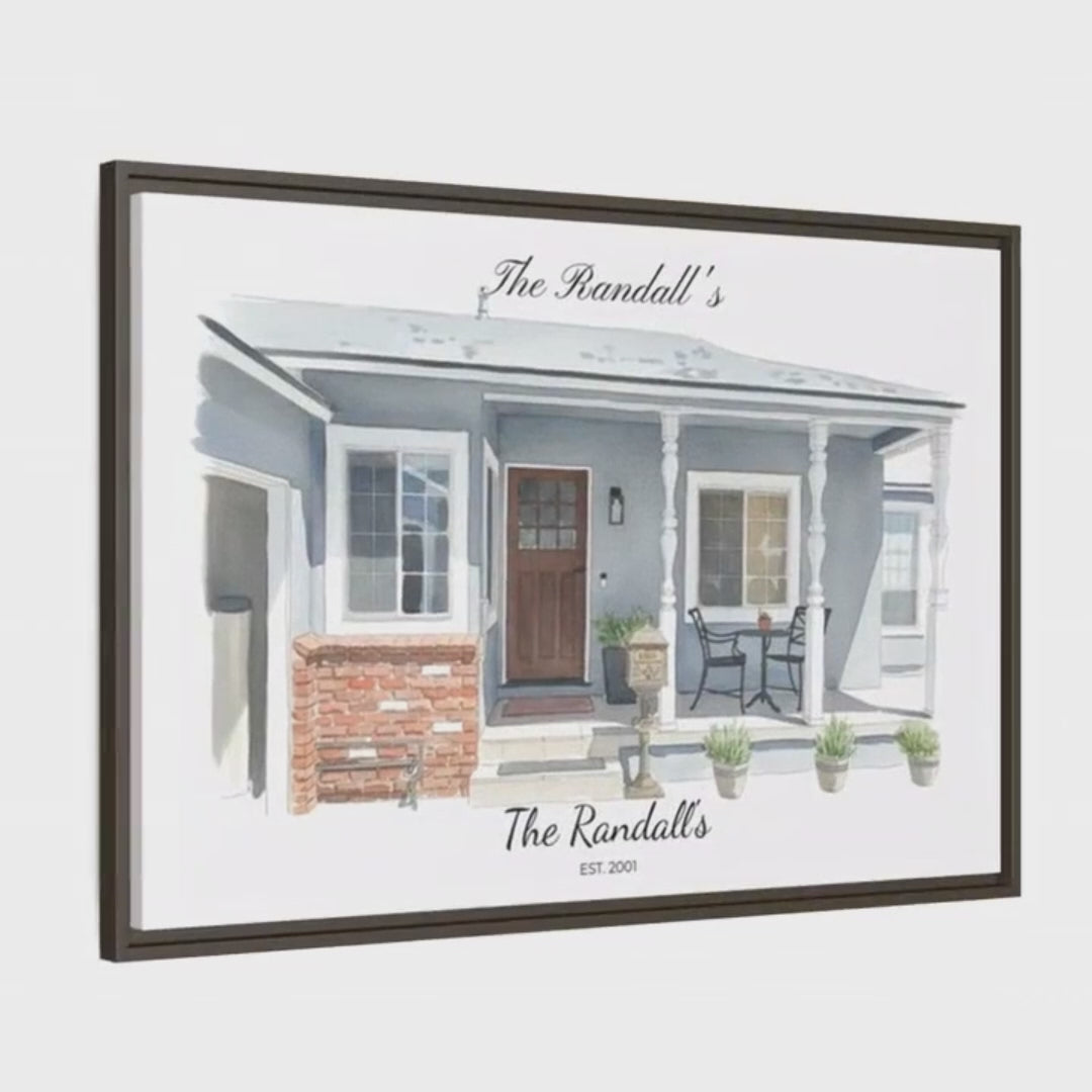 Video preview of custom watercolor house portraits made from your home photo