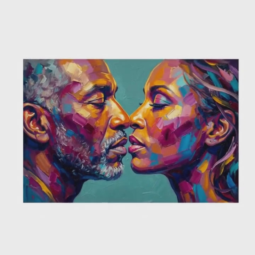 Video preview of bold, oil-style couple portraits made from your photo
